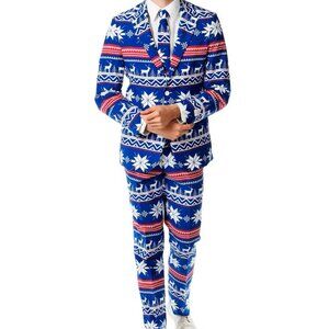 OppoSuits Rudolph Christmas 2 Piece Suit Ugly Sweater Jacket & Pants Size 46